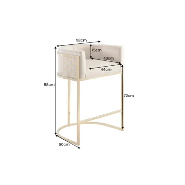 Invicta Hoker barowy ELEGANCE beżowy aksamit złota rama 58 x 88 x 50cm / 47503