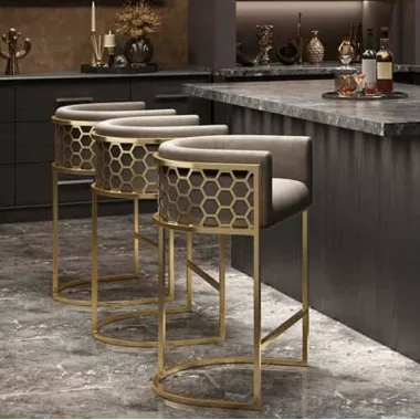 Invicta Hoker barowy ELEGANCE beżowy aksamit złota rama 58 x 88 x 50cm / 47503