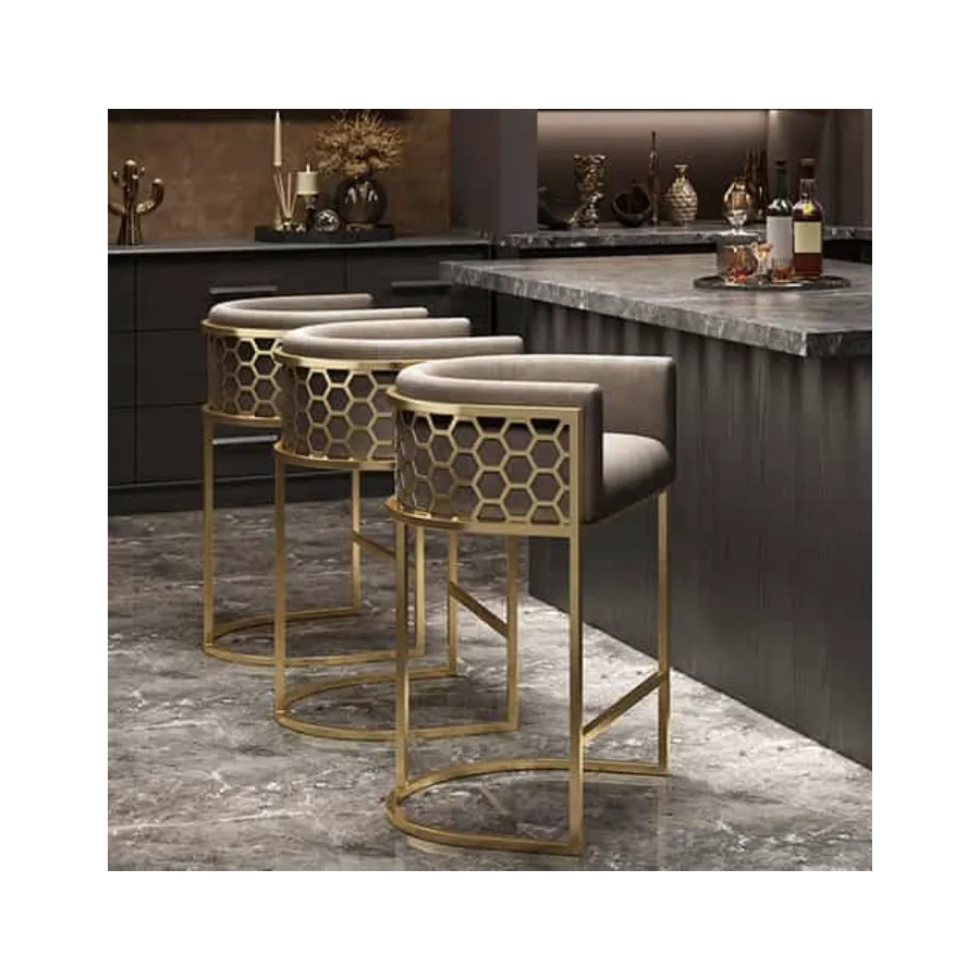 Invicta Hoker barowy ELEGANCE beżowy aksamit złota rama 58 x 88 x 50cm / 47503