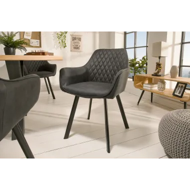 Invicta Krzesło PALERMO z podłokietnikiem antracytowe 59cm / 39342