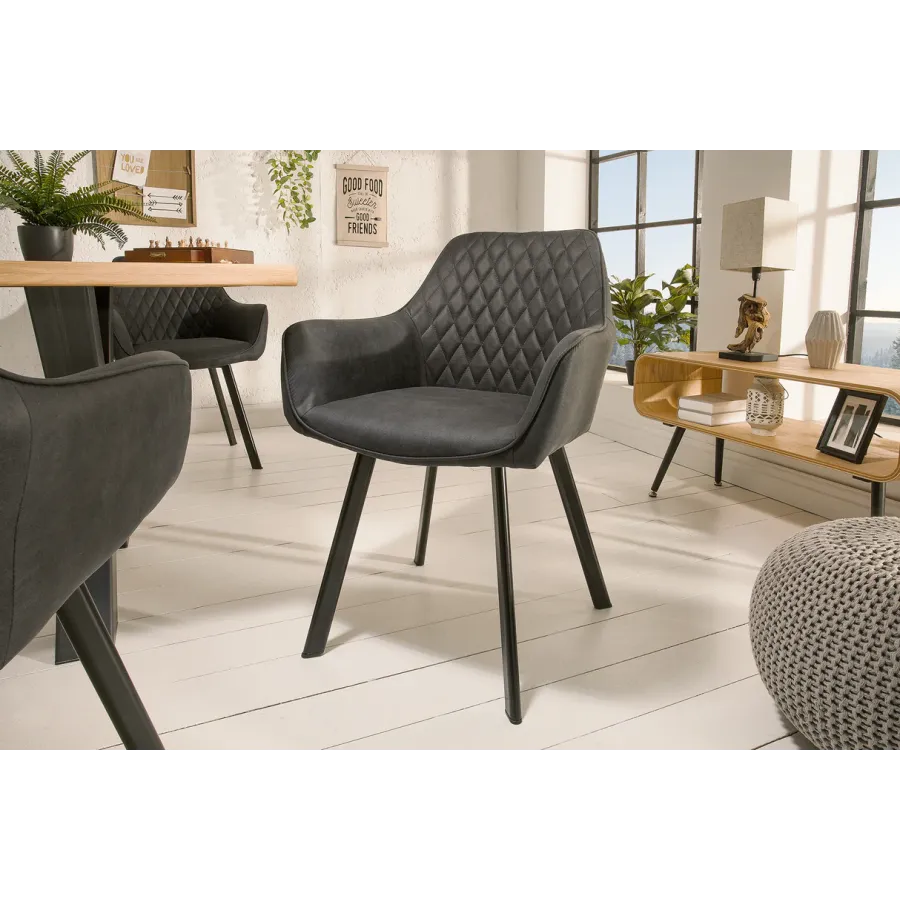 Invicta Krzesło PALERMO z podłokietnikiem antracytowe 59cm / 39342