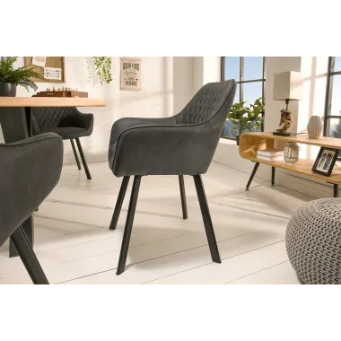 Invicta Krzesło PALERMO z podłokietnikiem antracytowe 59cm / 39342