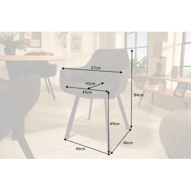 Invicta Krzesło PALERMO z podłokietnikiem antracytowe 59cm / 39342