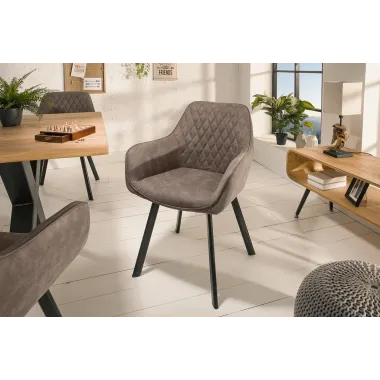 Invicta Krzesło PALERMO z podłokietnikiem mikrofibra taupe 59cm / 39343