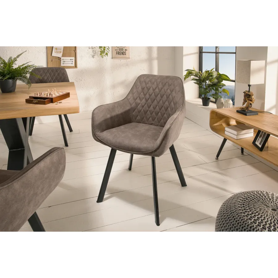 Invicta Krzesło PALERMO z podłokietnikiem mikrofibra taupe 59cm / 39343