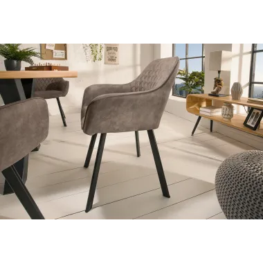 Invicta Krzesło PALERMO z podłokietnikiem mikrofibra taupe 59cm / 39343