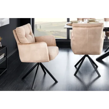 Invicta Krzesło obrotowe BIG GEORGE 360° z podłokietnikami beżowy 59cm / 43850