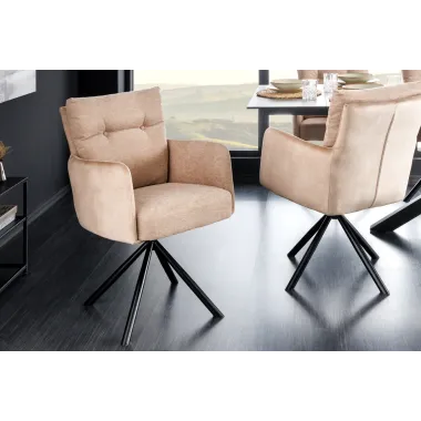 Invicta Krzesło obrotowe BIG GEORGE 360° z podłokietnikami beżowy 59cm / 43850