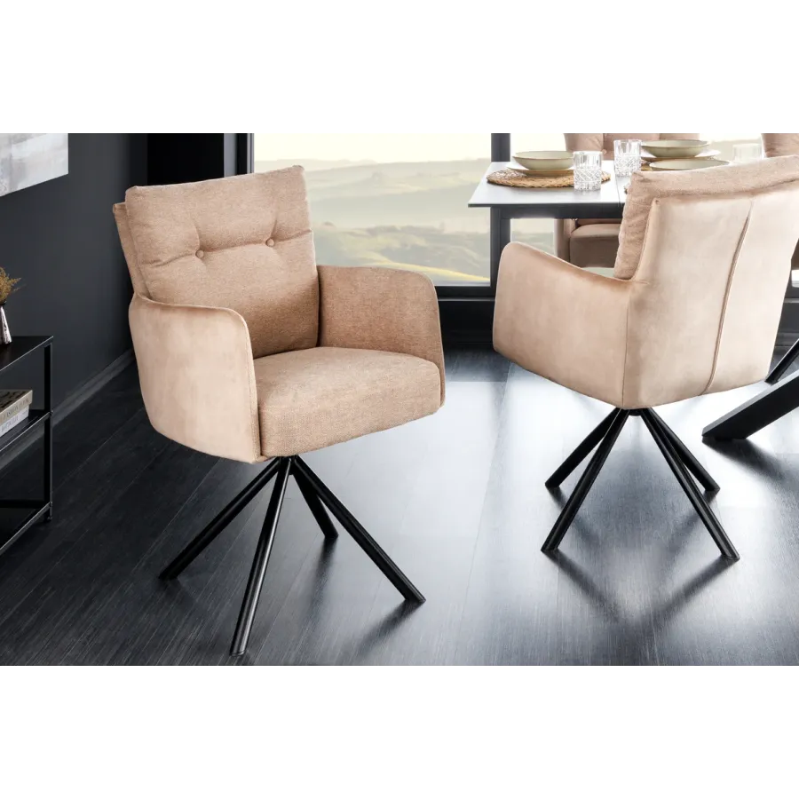 Invicta Krzesło obrotowe BIG GEORGE 360° z podłokietnikami beżowy 59cm / 43850