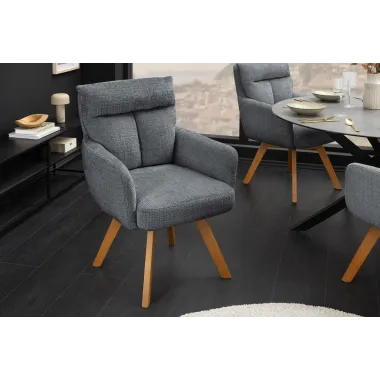 Invicta Krzesło tapicerowane BIG GEORGE 360° z podłokietnikami szara tkanina 61 x 94 x 66cm / 47519