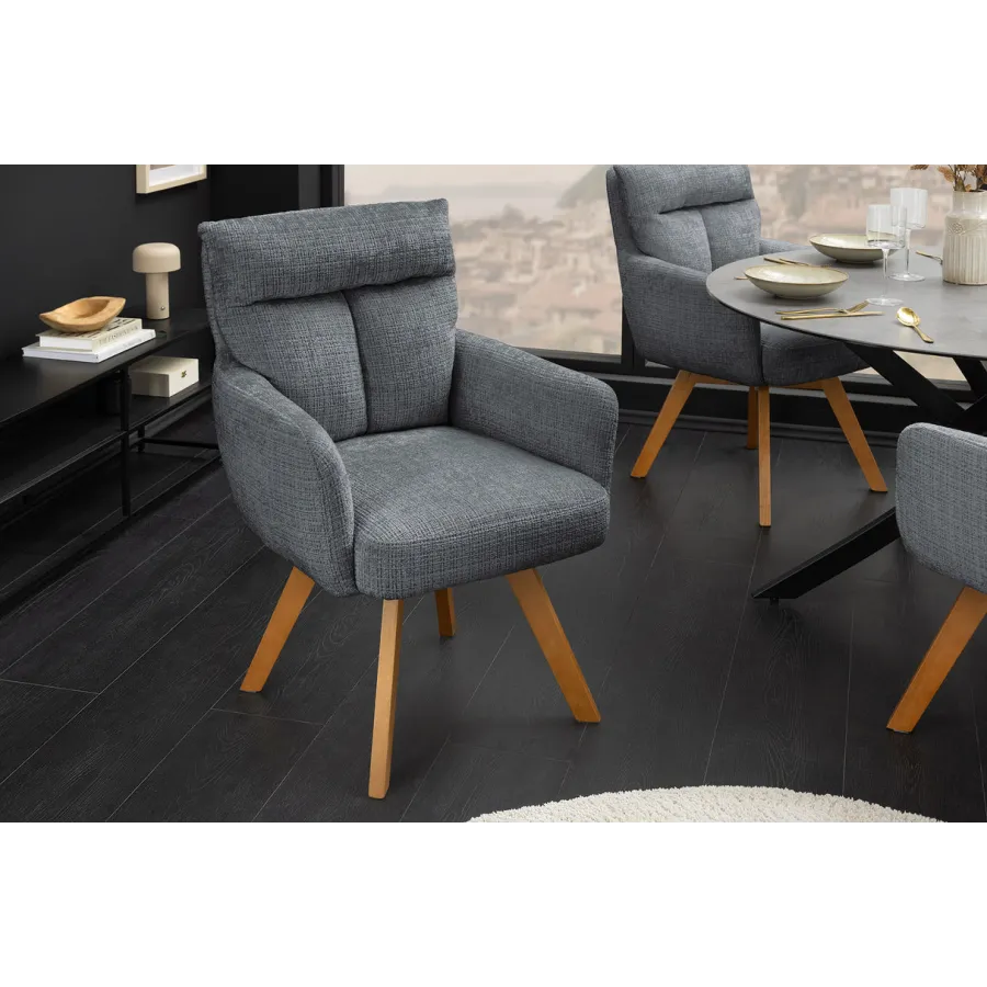 Invicta Krzesło tapicerowane BIG GEORGE 360° z podłokietnikami szara tkanina 61 x 94 x 66cm / 47519