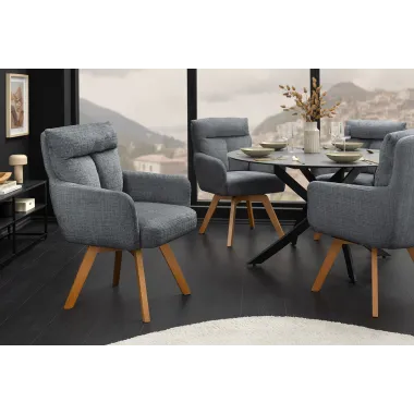 Invicta Krzesło tapicerowane BIG GEORGE 360° z podłokietnikami szara tkanina 61 x 94 x 66cm / 47519