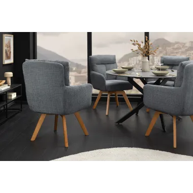 Invicta Krzesło tapicerowane BIG GEORGE 360° z podłokietnikami szara tkanina 61 x 94 x 66cm / 47519