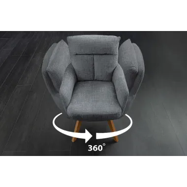 Invicta Krzesło tapicerowane BIG GEORGE 360° z podłokietnikami szara tkanina 61 x 94 x 66cm / 47519