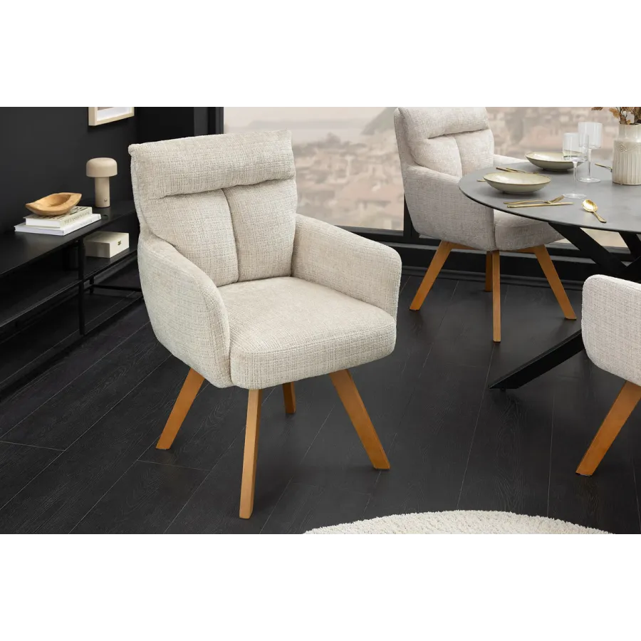 Invicta Krzesło tapicerowane BIG GEORGE 360° z podłokietnikami szampańska tkanina 61 x 94 x 66cm / 47518