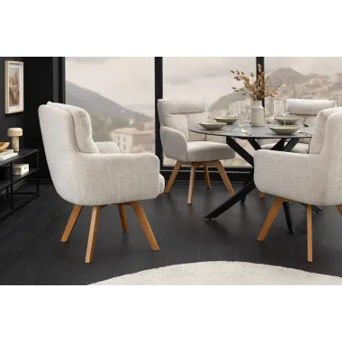 Invicta Krzesło tapicerowane BIG GEORGE 360° z podłokietnikami szampańska tkanina 61 x 94 x 66cm / 47518