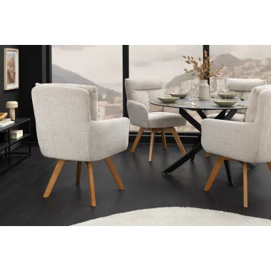 Invicta Krzesło tapicerowane BIG GEORGE 360° z podłokietnikami szampańska tkanina 61 x 94 x 66cm / 47518