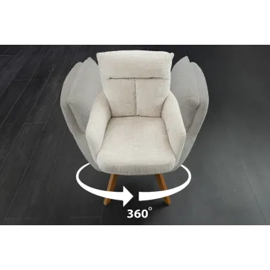 Invicta Krzesło tapicerowane BIG GEORGE 360° z podłokietnikami szampańska tkanina 61 x 94 x 66cm / 47518