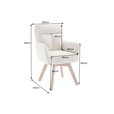Invicta Krzesło tapicerowane BIG GEORGE 360° z podłokietnikami szampańska tkanina 61 x 94 x 66cm / 47518