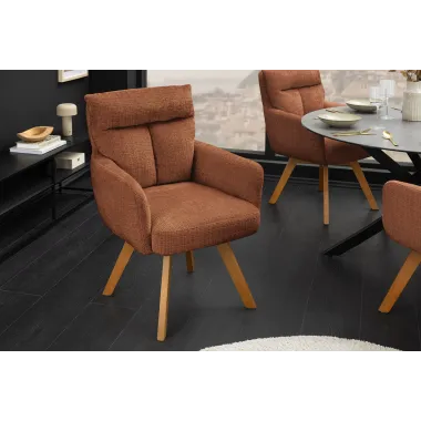 Invicta Krzesło tapicerowane BIG GEORGE 360° z podłokietnikami rdzawy brąz tkanina 60 x 92 x 67cm / 47520