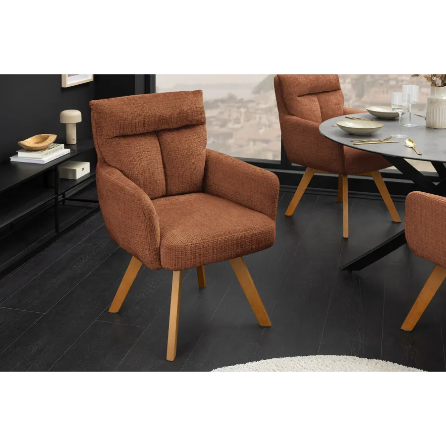 Invicta Krzesło tapicerowane BIG GEORGE 360° z podłokietnikami rdzawy brąz tkanina 60 x 92 x 67cm / 47520