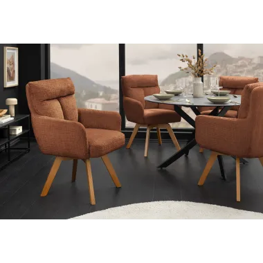 Invicta Krzesło tapicerowane BIG GEORGE 360° z podłokietnikami rdzawy brąz tkanina 60 x 92 x 67cm / 47520