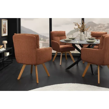 Invicta Krzesło tapicerowane BIG GEORGE 360° z podłokietnikami rdzawy brąz tkanina 60 x 92 x 67cm / 47520