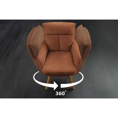 Invicta Krzesło tapicerowane BIG GEORGE 360° z podłokietnikami rdzawy brąz tkanina 60 x 92 x 67cm / 47520