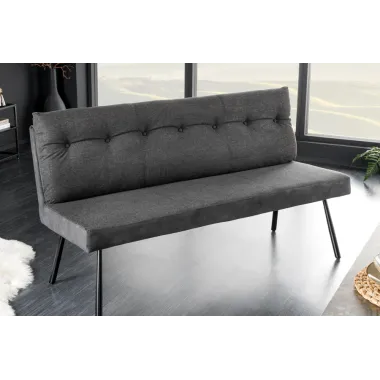 Invicta Ławka tapicerowana BIG GEORGE antracytowa tkania 160 x 90 x 69cm / 44012