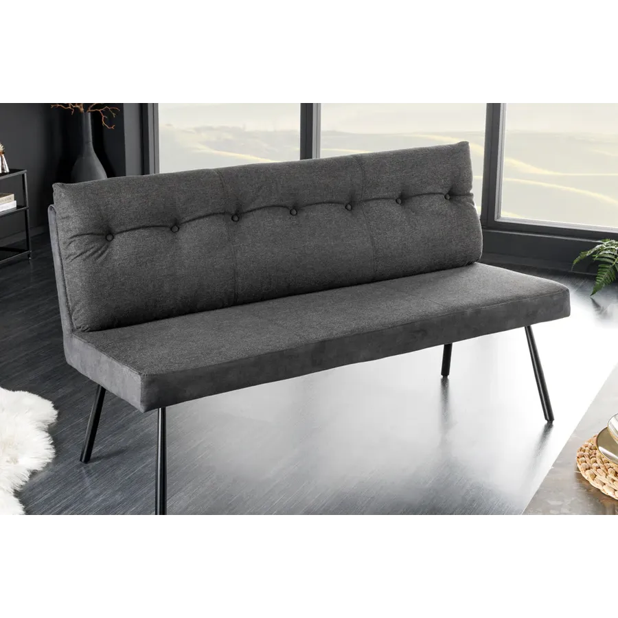 Invicta Ławka tapicerowana BIG GEORGE antracytowa tkania 160 x 90 x 69cm / 44012