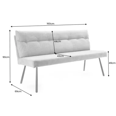 Invicta Ławka tapicerowana BIG GEORGE antracytowa tkania 160 x 90 x 69cm / 44012