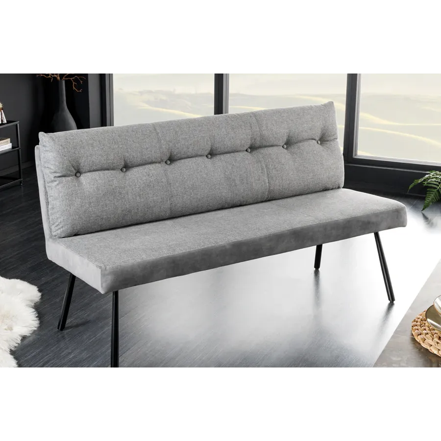 Invicta Ławka tapicerowana BIG GEORGE szara tkanina 160 x 90 x 69cm / 44720