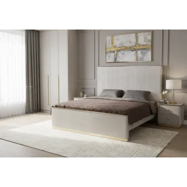 Livin Hill Zestaw Stilig Bedroom ST890K Łóżko tapicerowane 180cm + 2 szafki nocne ST891