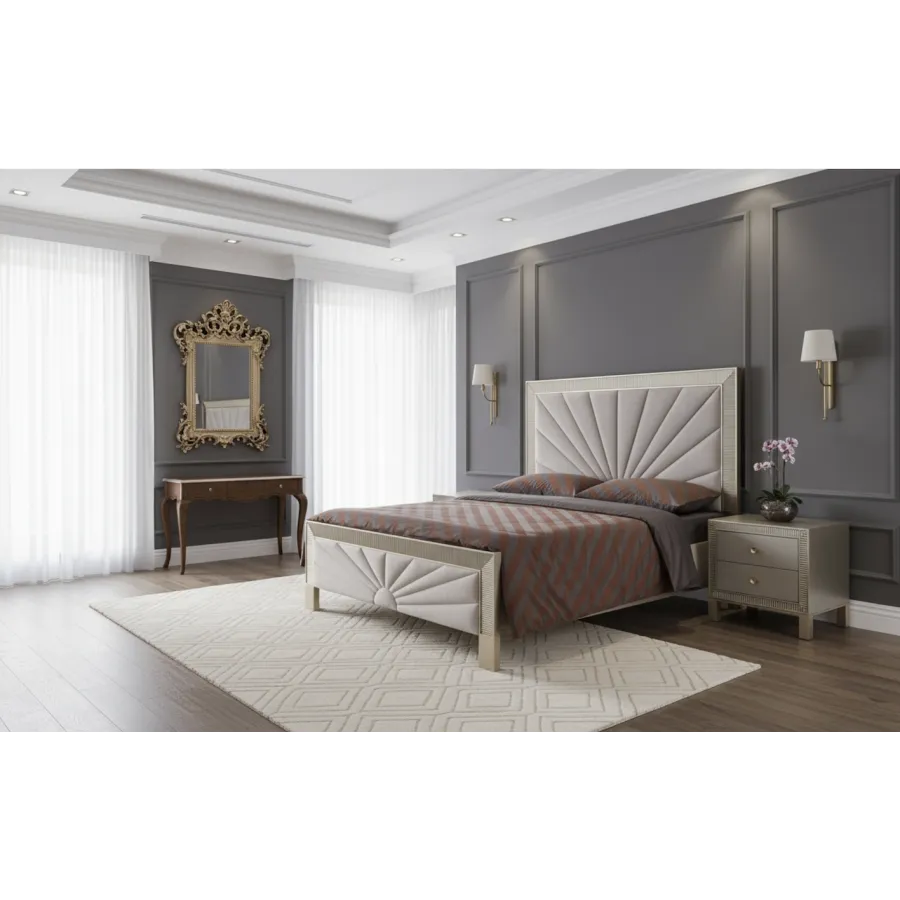 Livin Hill Zestaw Stilig Bedroom ST900Q Łóżko tapicerowane 160cm + 2 szafki nocne ST901