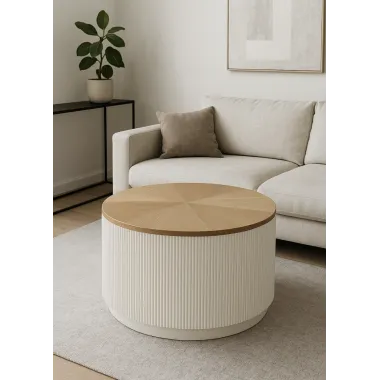 Livin Hill Stilig ST580 Stolik kawowy biały ecru Ø 80 x 45cm