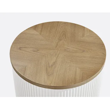 Livin Hill Stilig ST581 Stolik boczny ryflowany biały ecru Ø 40cm