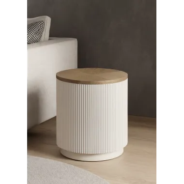 Livin Hill Stilig ST581 Stolik boczny ryflowany biały ecru Ø 40cm