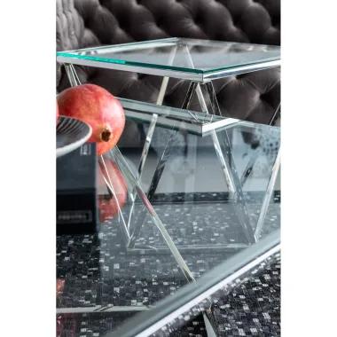 KARE Stolik kawowy CRISTALLO srebrny 80 x 45 x 80cm / 85030
