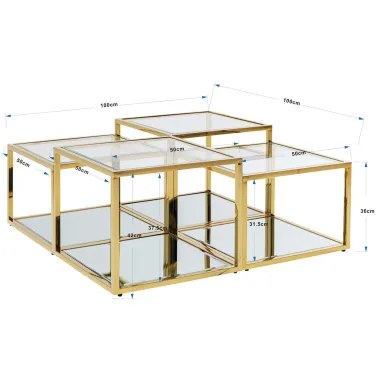 KARE Stolik kawowy ORION złoty 100 x 42 x 100cm / 85198