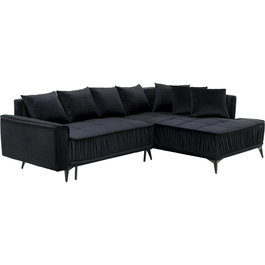 Kare Rozkładana Sofa narożna Moon prawa czarny 205 x 70 x 265cm / 71014