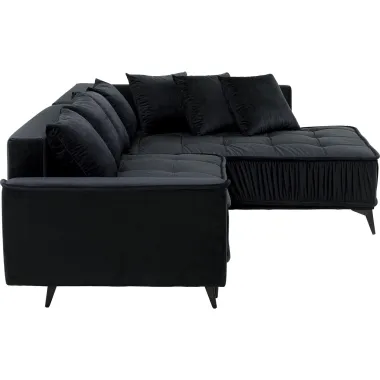 Kare Rozkładana Sofa narożna Moon prawa czarny 205 x 70 x 265cm / 71014