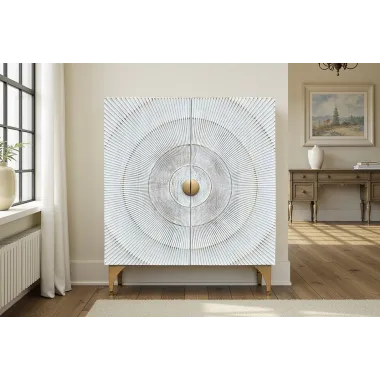 Invicta Komoda GOLDEN SUNSET WHITE wysoka 3D 100 x 120 x 38cm / 48108