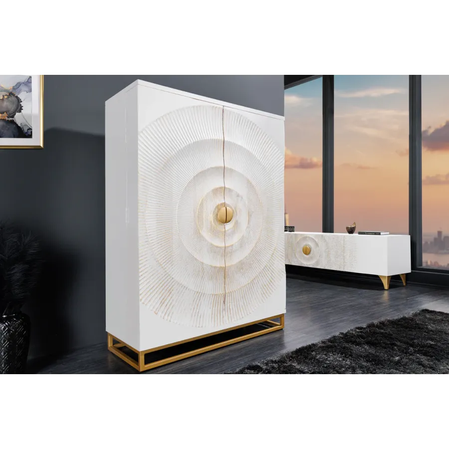 Invicta Komoda GOLDEN SUNSET white wysoka 95 x 140 x 42cm / 48409