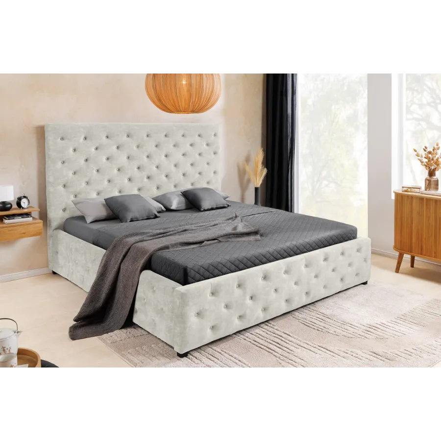 Invicta Łóżko PARIS ze schowkiem szampański beż aksamit 180 x 200cm / 48076