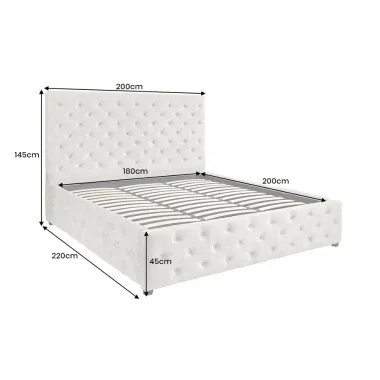 Invicta Łóżko PARIS ze schowkiem szampański beż aksamit 180 x 200cm / 48076