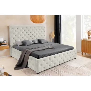 Invicta Łóżko PARIS ze schowkiem szampański beż aksamit 160 x 200cm / 48075