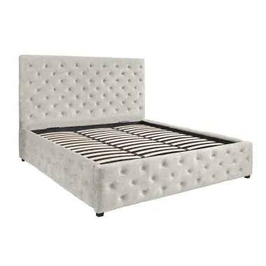 Invicta Łóżko PARIS ze schowkiem szampański beż aksamit 160 x 200cm / 48075