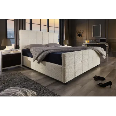 Invicta Łóżko PRESTIGE ze schowkiem kremowe bouclé 180 x 200cm / 45922