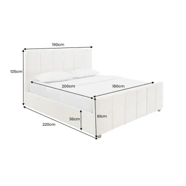 Invicta Łóżko PRESTIGE ze schowkiem kremowe bouclé 180 x 200cm / 45922