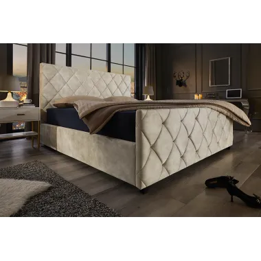 Invicta Łóżko ELYSIUM ze schowkiem szampański beż aksamit 180 x 200cm / 45920